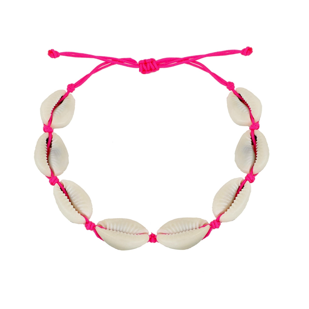 TOBILLERA CONCHAS ROSA FLUOR